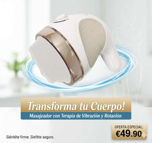 Masajeador con terapia de vibración y rotación para tonificar y esculpir el cuerpo.