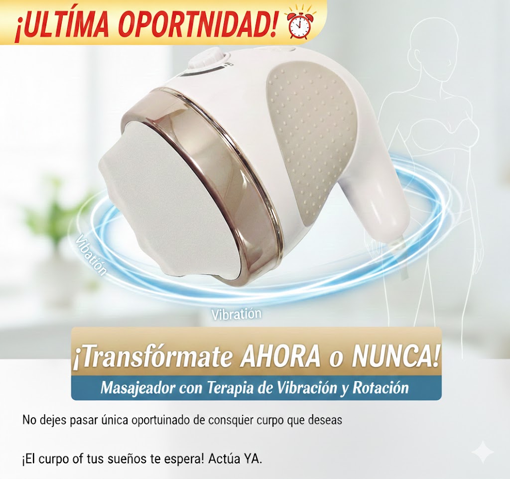 Masajeador con terapia de vibración y rotación para tonificar y esculpir el cuerpo.