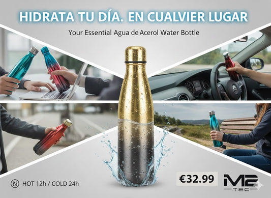 Botella de Agua de Acero Inoxidable 500 ml Resistente y Elegante